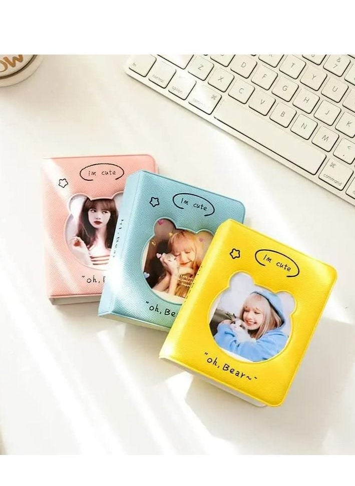 Excefore 3 Inch Mini Photo Album Kpop Photocard Binder, Bear Hollow Holder Book, Business Card Book Holder, Sleeves 36 Pockets(Blue)  - Image 4