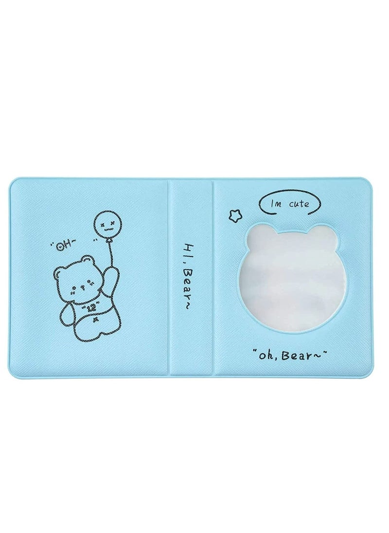Excefore 3 Inch Mini Photo Album Kpop Photocard Binder, Bear Hollow Holder Book, Business Card Book Holder, Sleeves 36 Pockets(Blue)  - Image 2