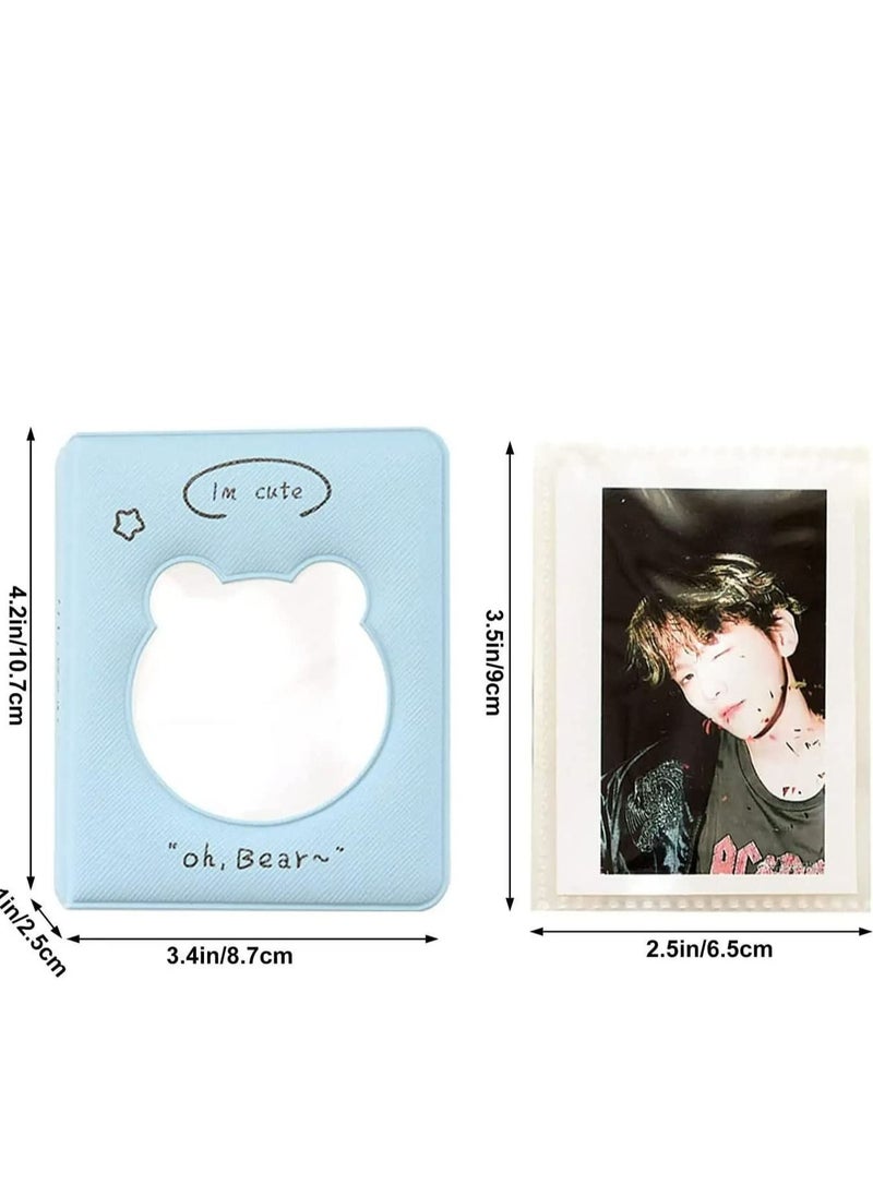 Excefore 3 Inch Mini Photo Album Kpop Photocard Binder, Bear Hollow Holder Book, Business Card Book Holder, Sleeves 36 Pockets(Blue)  - Image 3