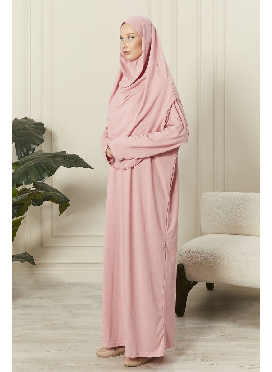 Seva 100% Cotton Prayer Dress with Headscarf Dusty Rose  - Image 4