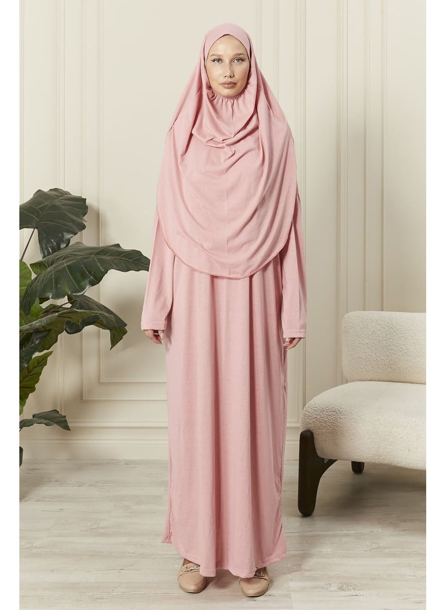 Seva 100% Cotton Prayer Dress with Headscarf Dusty Rose  - Image 2