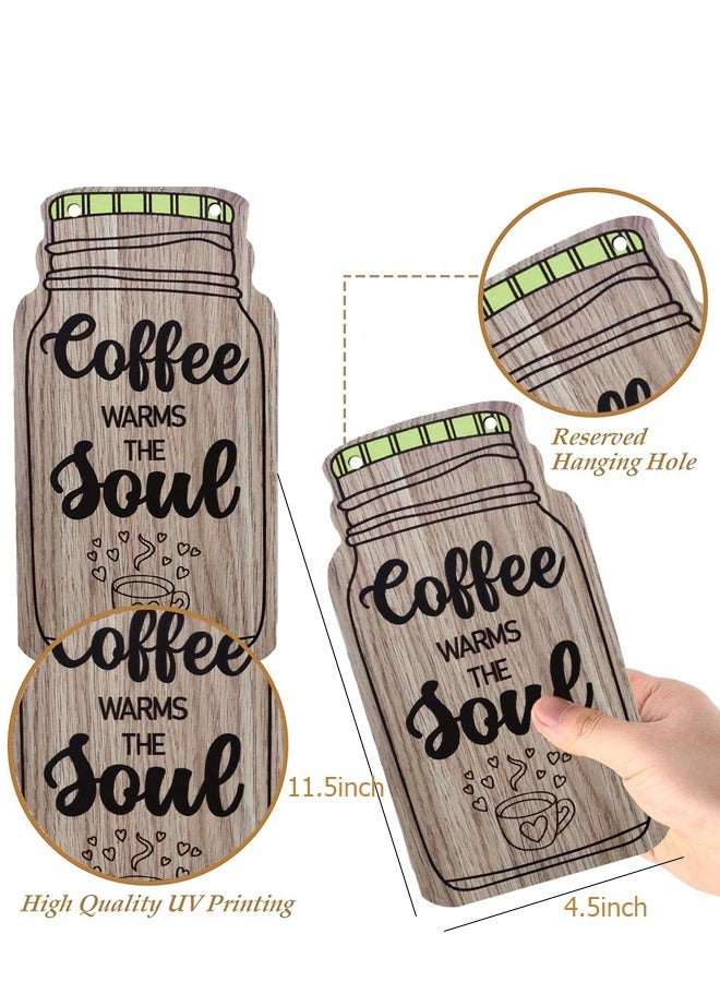 BF HOME 4 Pieces Vintage Kitchen Wooden Hanging Sign Creative Coffee Shop Decorative Perfect for Coffee Bar Kitchen Office and Home Wall Decor - Image 4