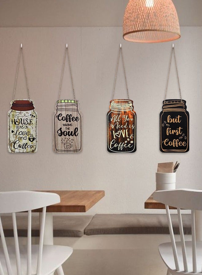 BF HOME 4 Pieces Vintage Kitchen Wooden Hanging Sign Creative Coffee Shop Decorative Perfect for Coffee Bar Kitchen Office and Home Wall Decor - Image 5