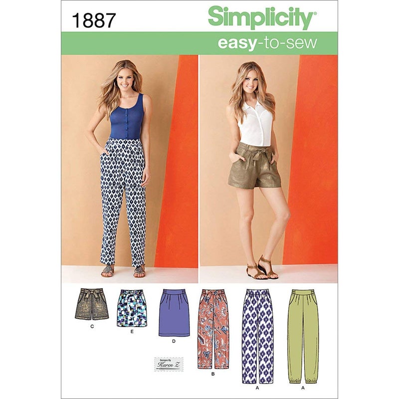 Simplicity US1887K5 Easy to Sew Women's Pants, Shorts, and Skirt Sewing Pattern Kit by Karen Z, Code 1887, Sizes 8-16 - Image 4