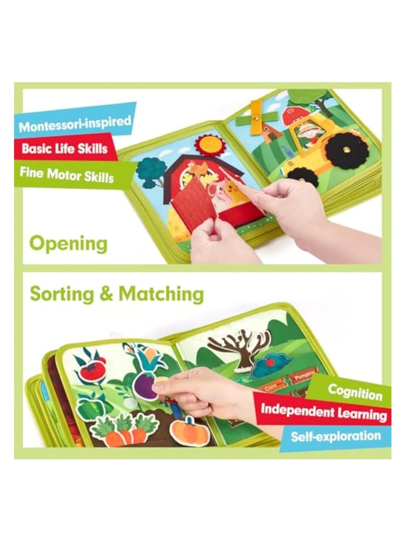 Zikra Toddler Busy Board, Busy Book for Toddler, Montessori Busy Board, Educational Learning Sensory Busy Book, 20 in 1 Quiet Activity Book with Life Skills, Cognition, Sorting, Matching, Preschool Learning - Image 2