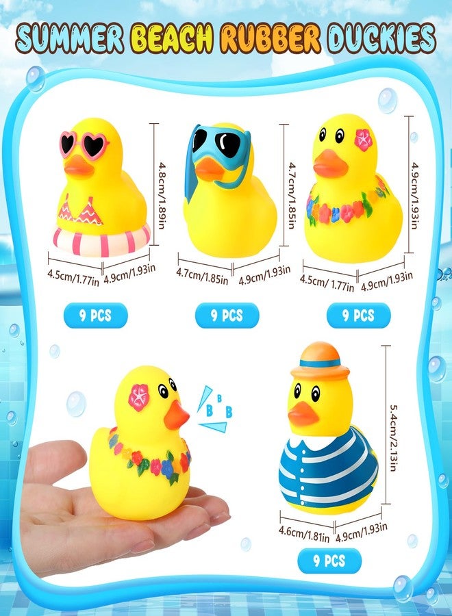 Honoson Summer Beach Rubber Duckies Bulk Mini Rubber Duck Bath Toys Float Bathtub Ducky Cute Squeaky Ducky for Classroom Carnival Summer Birthday Baby Shower Party Favor(Yellow Series,72 Pcs) - Image 3