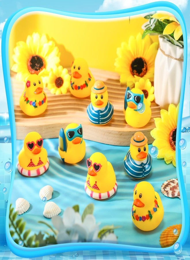 Honoson Summer Beach Rubber Duckies Bulk Mini Rubber Duck Bath Toys Float Bathtub Ducky Cute Squeaky Ducky for Classroom Carnival Summer Birthday Baby Shower Party Favor(Yellow Series,72 Pcs) - Image 4