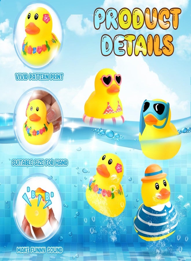 Honoson Summer Beach Rubber Duckies Bulk Mini Rubber Duck Bath Toys Float Bathtub Ducky Cute Squeaky Ducky for Classroom Carnival Summer Birthday Baby Shower Party Favor(Yellow Series,72 Pcs) - Image 2