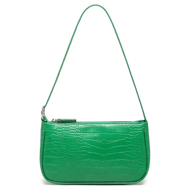 WSRYDJDL Small Purse for Women, Adjustable Shoulder Bags Crocodile Pattern Clutch Purse with Zipper Closure Retro (Green) - Image 1