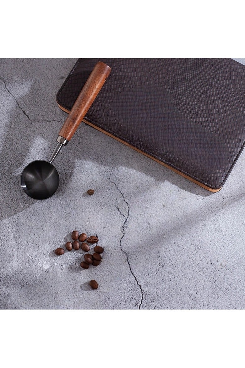 مغرفة قهوة ريترو من الستانلس ستيل مع مقبض من خشب الجوز الأسود – سعة 30 مل - Image 5