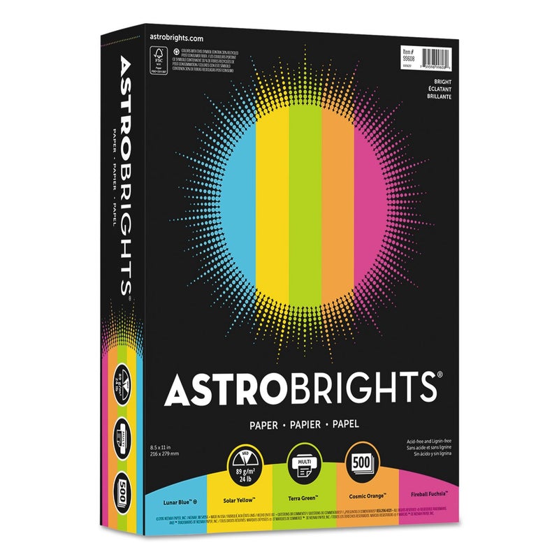Neenah Astrobrights Bright Color Paper Letter Size Paper 24 lb Assorted Colors 500 Sheets