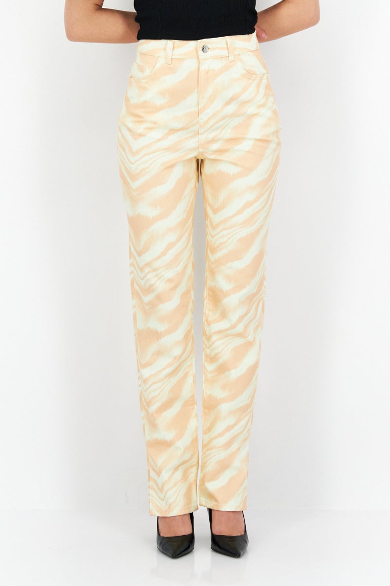 Asos Design Women High Waist Straight Leg Abstract Print Jeans, Multicolor - Image 1