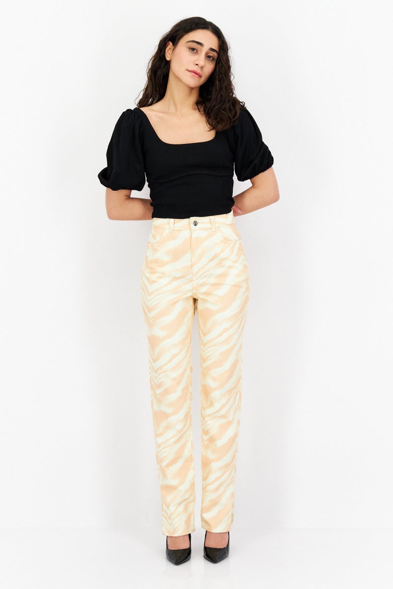 Asos Design Women High Waist Straight Leg Abstract Print Jeans, Multicolor - Image 3