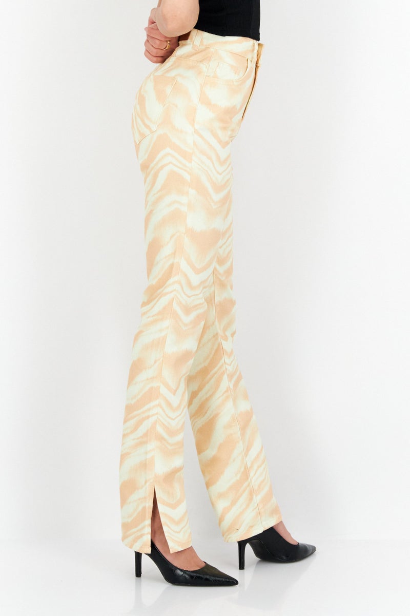 Asos Design Women High Waist Straight Leg Abstract Print Jeans, Multicolor - Image 2