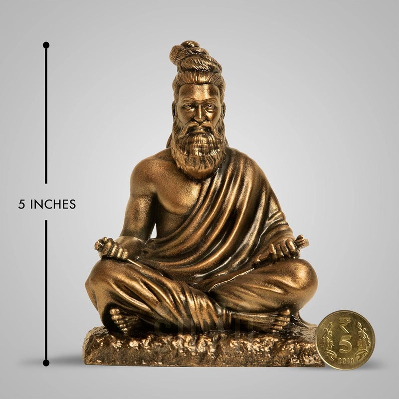 SILAII Thiruvalluvar Sculpture 5 Inch Antique Bronze Colour - Image 2
