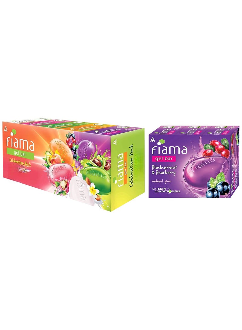 فياما مجموعة فياما جل بار الاحتفالية مع 5 قطع جل بار فريدة ومرطبات للبشرة، صابون 125 غرام (عبوة من 5 قطع) وجل بار برائحة الكشمش الأسود وعنب الدب، صابون 125 غرام (عبوة من 3 قطع) - Image 2