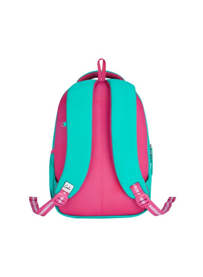 Genie Fruity Kids Backpacks, 15" Cute, Colourful Bags for Girls, Water Resistant and Lightweight, 3 Compartment with Happy Pouch, 20 Liters, Nylon Twill, Teal - Image 4
