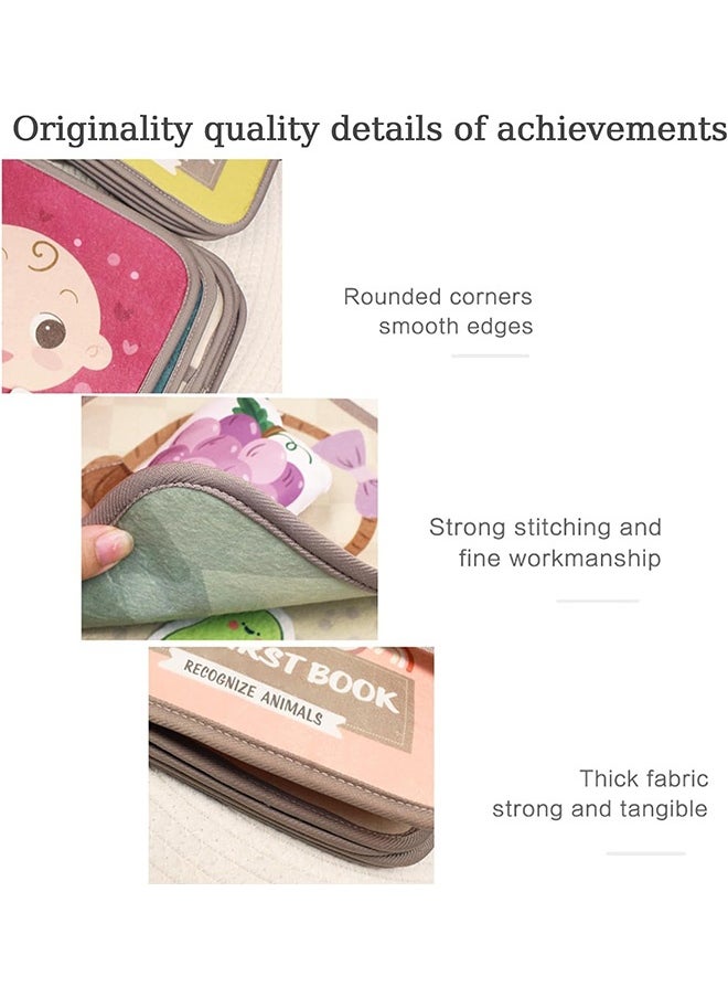 Peachjoy Busy Book for Toddlers, Soft Cloth Books, Baby Books, Quiet Book Montessori Toy, Early Learning Developmental Plush Soft Activity Book, Interactive Books for Toddlers Infants, Sensory Busy Books  - Image 4