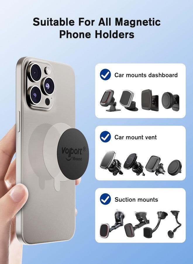 volport Mount Metal Plates Replacement 6pcs for Magnetic Phone Magnet Car Mount, 3M Strong MagicPlate Metal Disc Sticker Adhesive Round for Magnet Cell Phone Holder Grip(Pops Stand Not Included) - Image 5