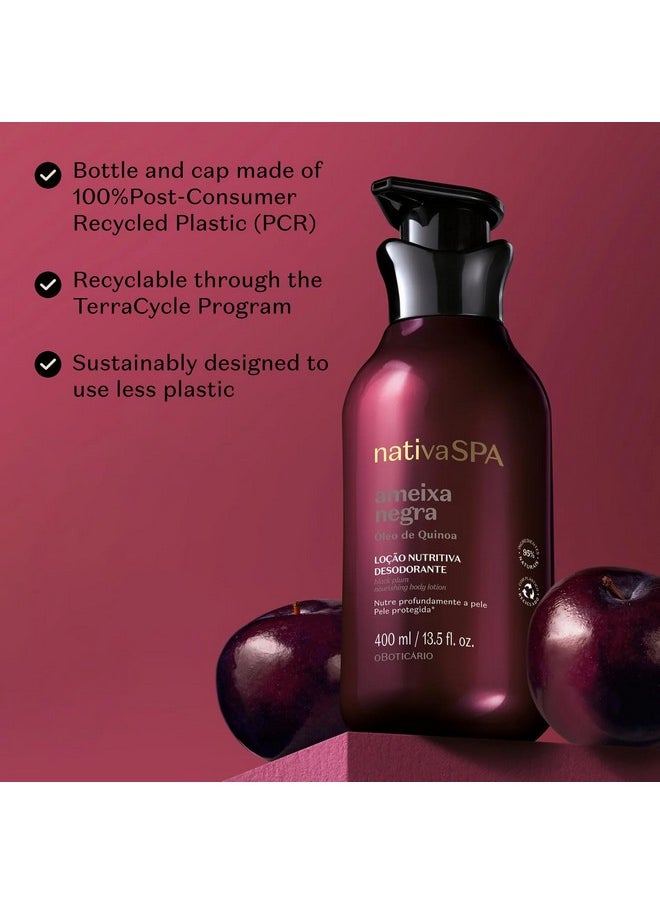 NATIVA SPA O BOTICÁRIO - لوشن مرطب للجسم برائحة البرقوق الأسود من ناتيفا سبا باي أوبوتيكاريو، ترطيب طويل الأمد ومرطب خفيف الوزن برائحة عطرية، 13.5 أونصة - Image 1