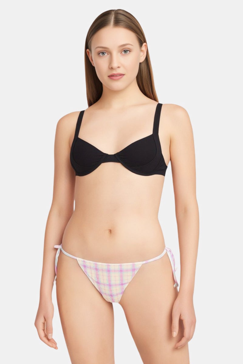 Bershka Women Plaid Bikini Bottom, Multicolor - Image 1