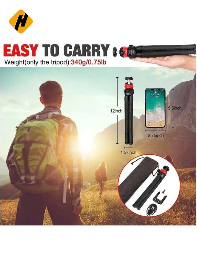 HuHa Flexible Tripod，12 Inch Phone Tripod for iPhone and Android Phone, Action Camera Tripod for GoPro Canon Nikon DSLR  - Image 2