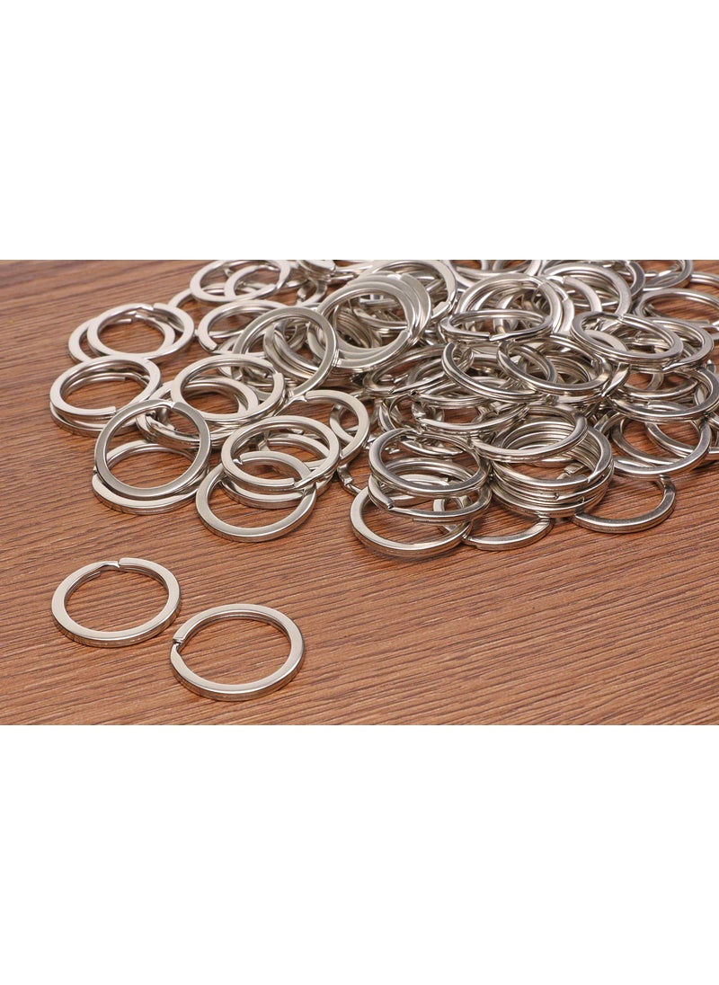 Shapenty - Shapenty 100PCS Silver Metal Key Rings Bulk Flat Split Key Chain Part Connector Keyring Clip Keychain Clasp Holder for DIY Craft Project and Home Car Keys Organization Silver 1 Inch25mm - Image 1