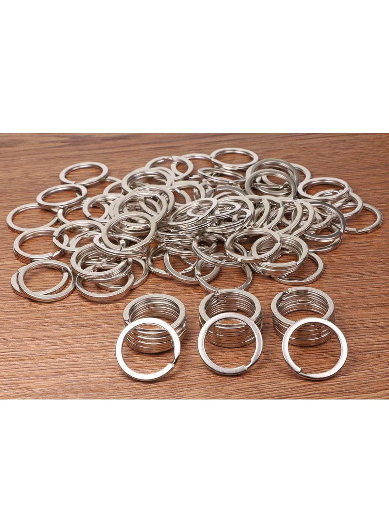 Shapenty - Shapenty 100PCS Silver Metal Key Rings Bulk Flat Split Key Chain Part Connector Keyring Clip Keychain Clasp Holder for DIY Craft Project and Home Car Keys Organization Silver 1 Inch25mm - Image 1