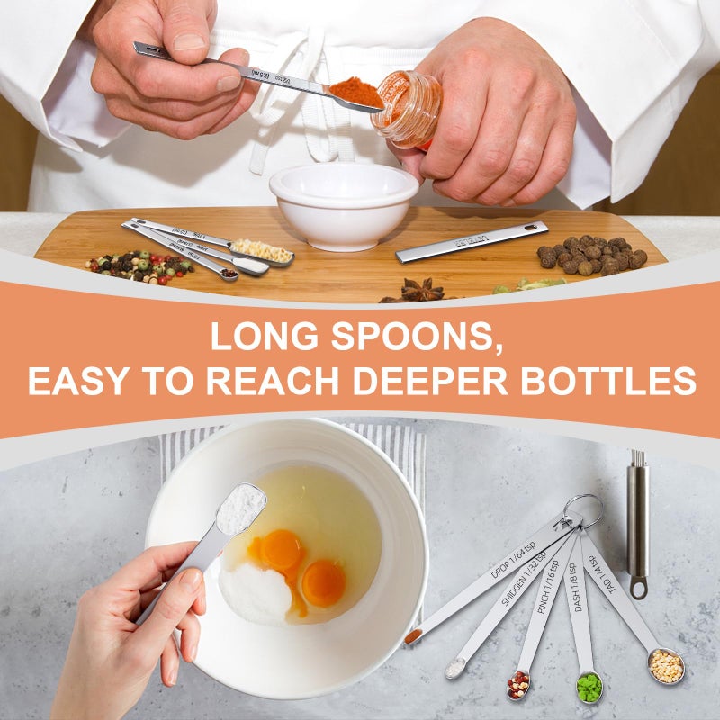 EWFEN Measuring Cups and Spoons Set of 20, 7 Stainless Steel Nesting Measuring Cups & 7 Spoons, 1 + Leveler & 5 Mini Measuring Spoons for Cooking & Baking - Image 4