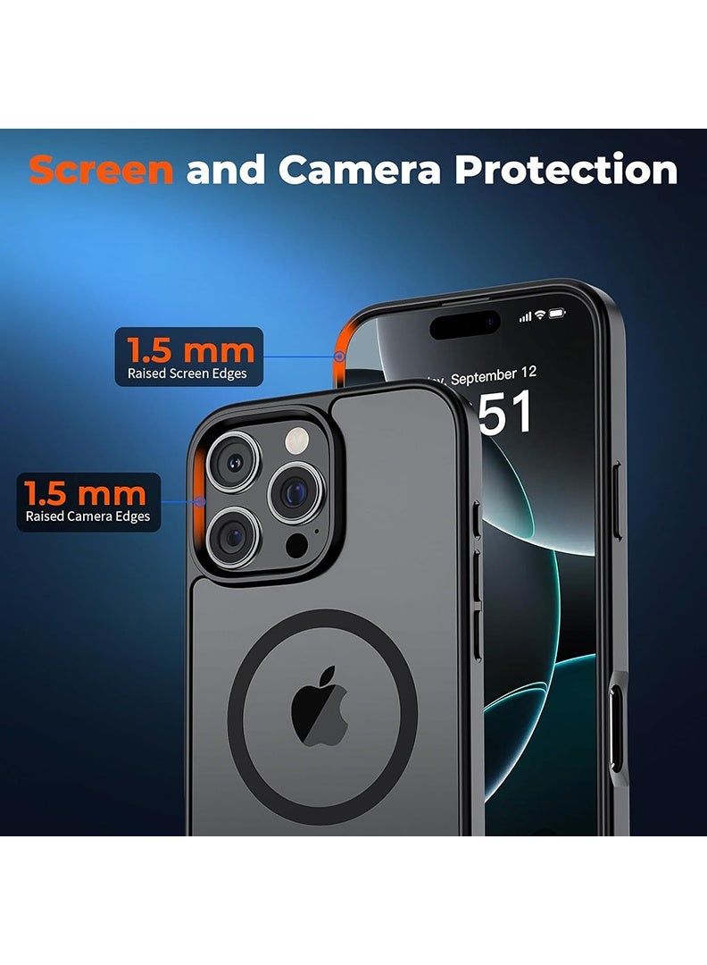 Theodor Case for iPhone 16 Pro Max with Sensitive Camera Control Capture Button, Compatible with MagSafe, Translucent Matte Shockproof Case for 16 Pro Max 6.9, Black - Image 5