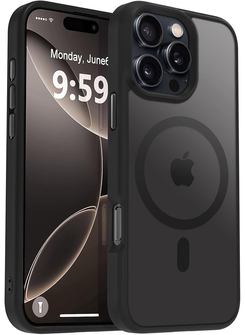 Case for iPhone 16 Pro Max with Sensitive Camera Control Capture Button, Compatible with MagSafe, Translucent Matte Shockproof Case for 16 Pro Max 6.9, Black