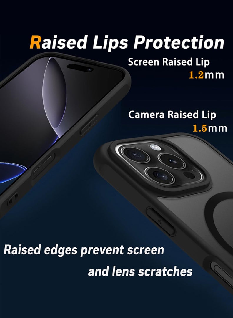 Case for iPhone 16 Pro Max with Sensitive Camera Control Capture Button, Compatible with MagSafe, Translucent Matte Shockproof Case for 16 Pro Max 6.9, Black