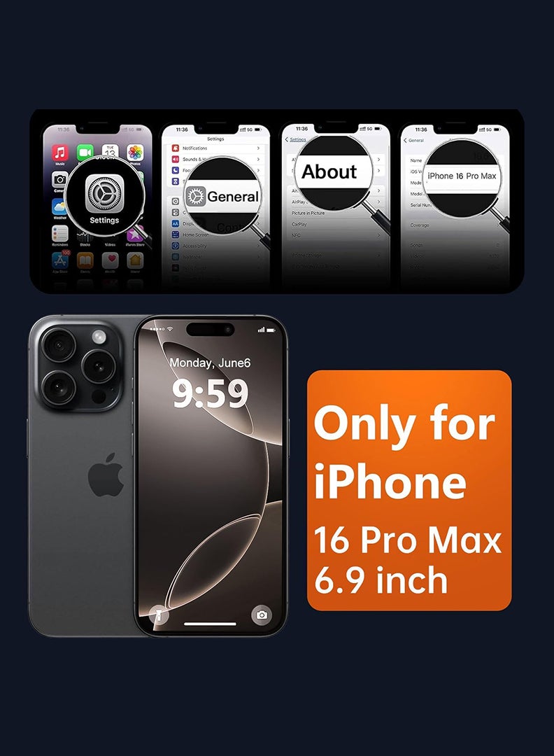 Case for iPhone 16 Pro Max with Sensitive Camera Control Capture Button, Compatible with MagSafe, Translucent Matte Shockproof Case for 16 Pro Max 6.9, Black