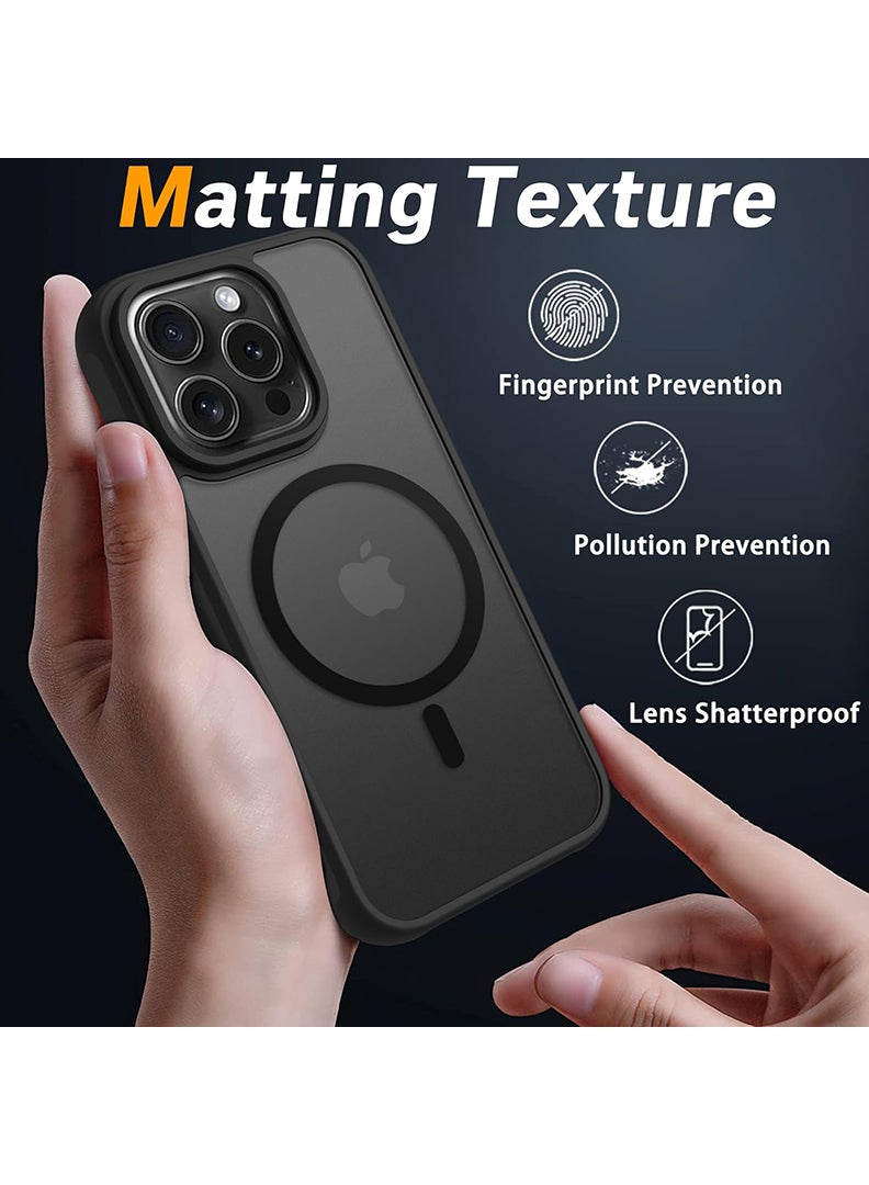 Case for iPhone 16 Pro Max with Sensitive Camera Control Capture Button, Compatible with MagSafe, Translucent Matte Shockproof Case for 16 Pro Max 6.9, Black