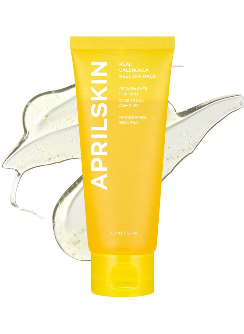 APRIL SKIN - APRILSKIN Calendula Flower-Infused Facial Peel Off Mask, 3.52 fl. oz, PHA, BHA & Niacinamide gently exfoliates, removes impurities, improves uneven skin tone, and minimizes pores, Korean Skincare - Image 1