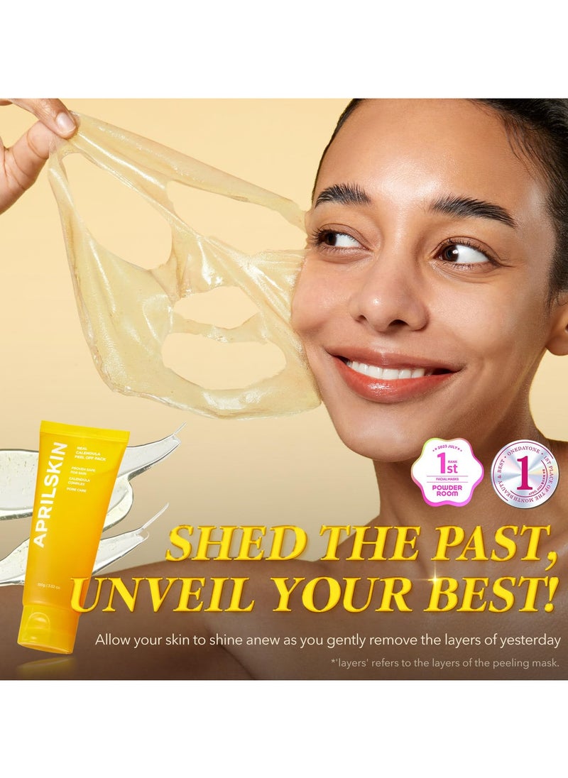 APRIL SKIN - APRILSKIN Calendula Flower-Infused Facial Peel Off Mask, 3.52 fl. oz, PHA, BHA & Niacinamide gently exfoliates, removes impurities, improves uneven skin tone, and minimizes pores, Korean Skincare - Image 1