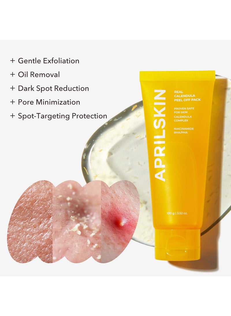 APRIL SKIN - APRILSKIN Calendula Flower-Infused Facial Peel Off Mask, 3.52 fl. oz, PHA, BHA & Niacinamide gently exfoliates, removes impurities, improves uneven skin tone, and minimizes pores, Korean Skincare - Image 1
