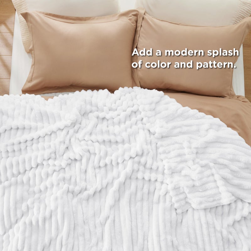 Bedsure GentleSoft King Throw Blanket for Couch - Cozy Soft Blankets for Women, Cute Small Fleece Throws for Girls, Bright White, 108x90 Inches - Image 5