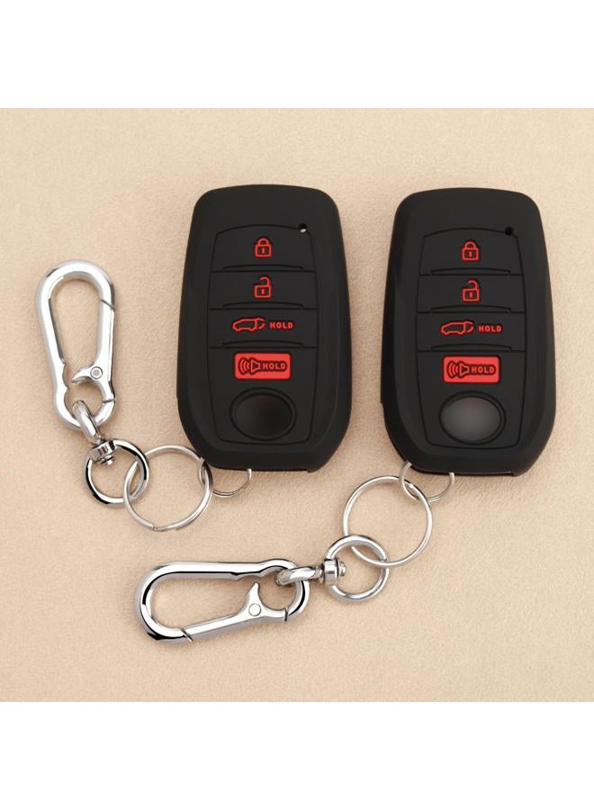 TANDRIVE Key Fob Cover for Toyota 2025 Grand Highlander Corolla Cross 4Runner Land Cruiser Highlander Crown Signia Sequoia Venza 2021-2025, 4-Button, Silicone, 2-Pack, Red Button, Black - Image 1