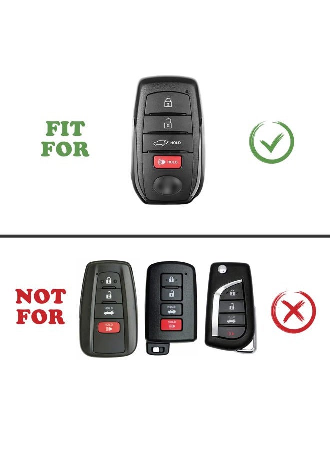 TANDRIVE Key Fob Cover for Toyota 2025 Grand Highlander Corolla Cross 4Runner Land Cruiser Highlander Crown Signia Sequoia Venza 2021-2025, 4-Button, Silicone, 2-Pack, Red Button, Black - Image 2