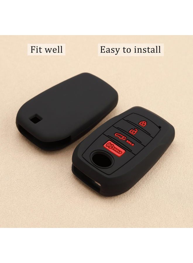 TANDRIVE Key Fob Cover for Toyota 2025 Grand Highlander Corolla Cross 4Runner Land Cruiser Highlander Crown Signia Sequoia Venza 2021-2025, 4-Button, Silicone, 2-Pack, Red Button, Black - Image 4
