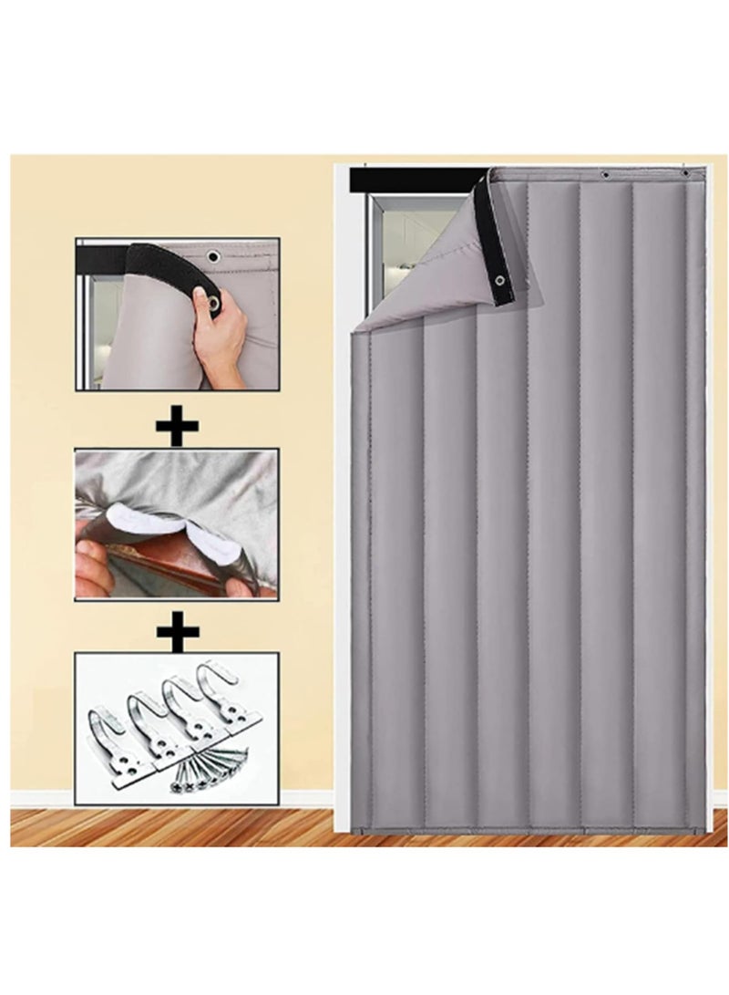 Heavy Duty Thermal Insulated Door Curtain - Winter Doorway Cover, Soundproof Barrier Tapestry Blanket, Windproof & Waterproof for Cold Protection in Living Room (W31.49*H82.68 in/80*210cm) - Image 2