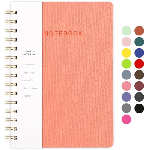 Oneirom Spiral Notebook, Pink Notebook-6.1x8.2 Inch College Ruled Journal with Inner Pockets and 160 Pages, PU Leather Cover Business Journal, Twin-Wire Binding Notebook Perfect for Office & Home - Image 1