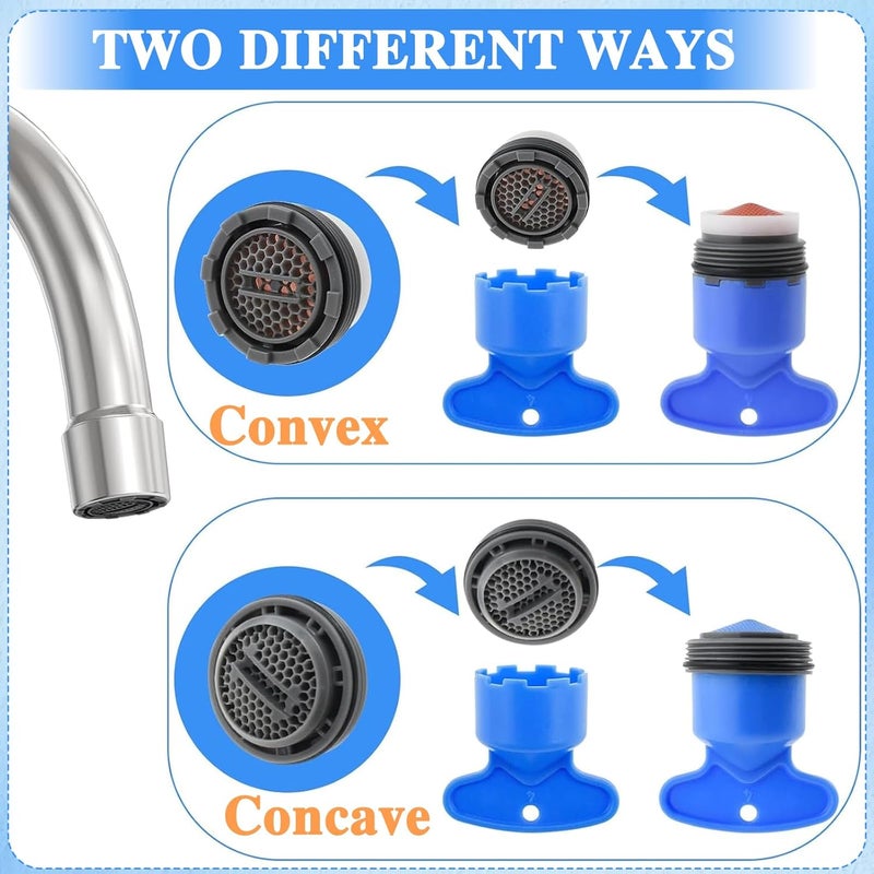 CoolShef مجموعة أدوات إزالة هواء الصنبور 17 قطعة – 12 هواء صنبور مع محددات تدفق و 5 مفاتيح هواء صنبور، مجموعة مفاتيح ربط هواء للصنبور M16.5 M18.5 M21.5 M24mm للحمام والمطبخ - Image 4