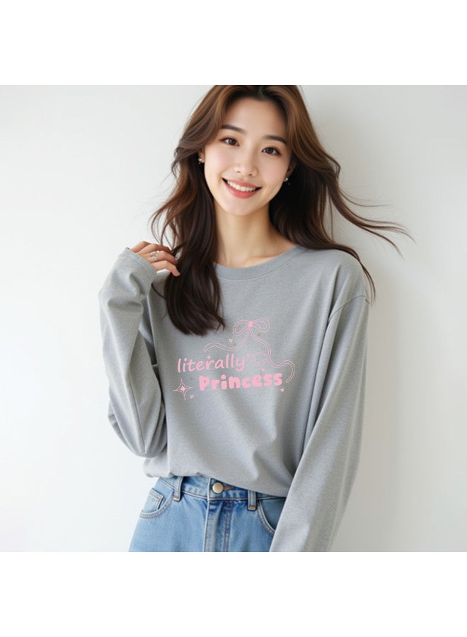 Your Sun Printed Women'S Long Sleeve T-Shirt Women'S Base Layer Loose Fit Pure Cotton T-Shirt Women - Image 3