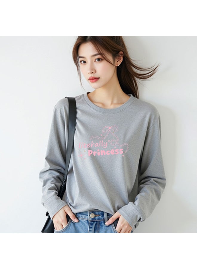 Your Sun Printed Women'S Long Sleeve T-Shirt Women'S Base Layer Loose Fit Pure Cotton T-Shirt Women - Image 4