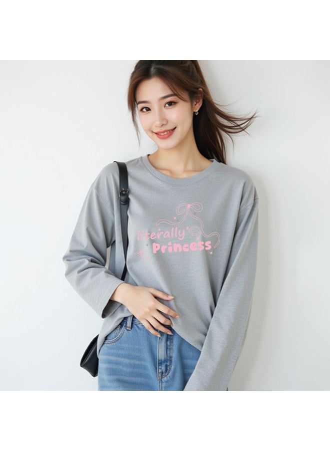 Your Sun Printed Women'S Long Sleeve T-Shirt Women'S Base Layer Loose Fit Pure Cotton T-Shirt Women - Image 5