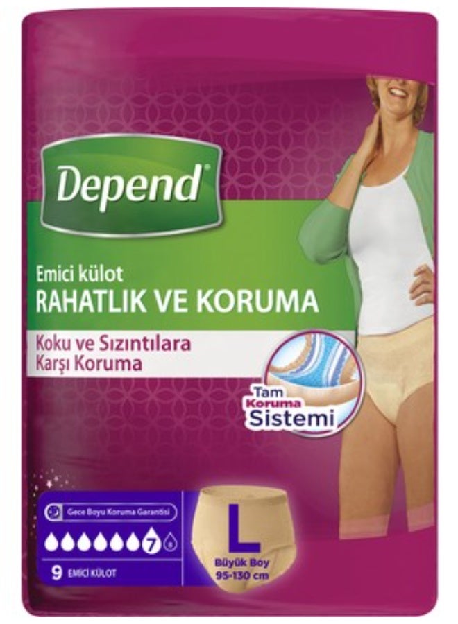 حفاضات نسائية ماصة حجم كبير، 9 قطع - Image 1