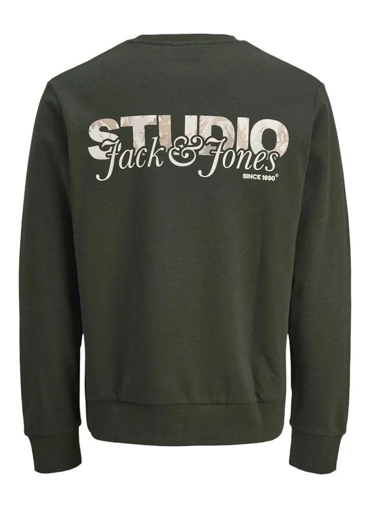 JACK & JONES Logo Regular Fit Crew Neck Sweatshirt