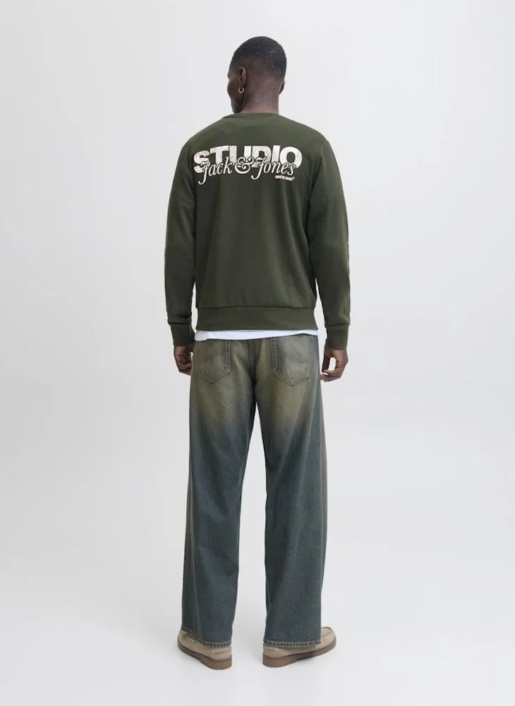 JACK & JONES Logo Regular Fit Crew Neck Sweatshirt